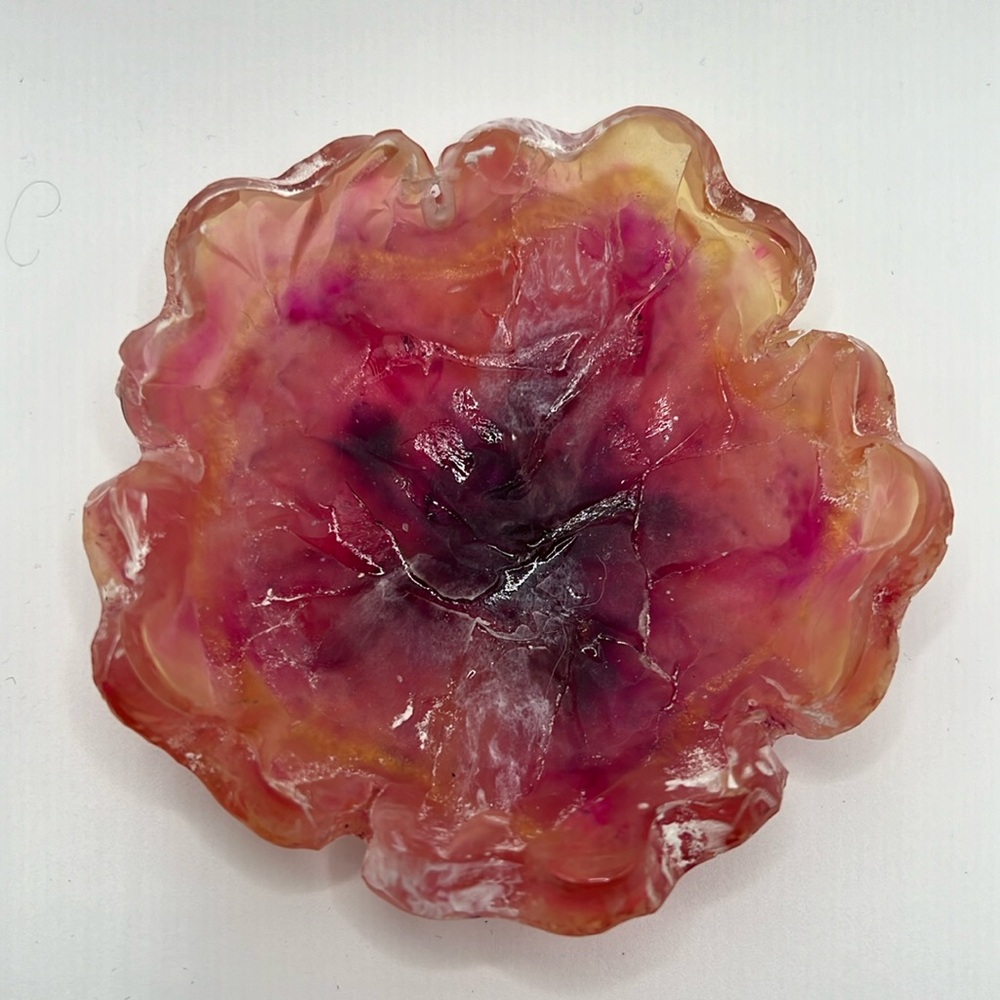 Floral trinket / jewelry holder 2 Approx 4” in Diameter. One of a kind, handmade